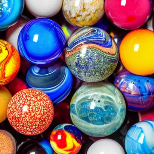 Prompt: 8k photo of many different marbles going down some person's back. Vibrant colors