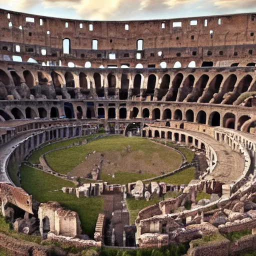 Image similar to 8 k hd detailed octane render of a gladiator duel in the roman colosseum