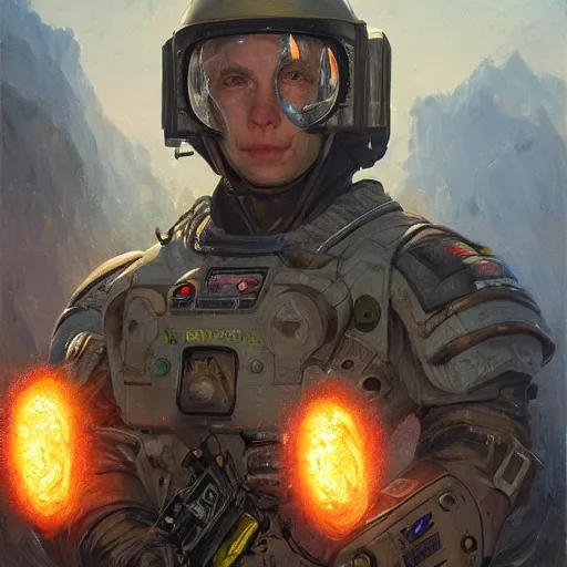 Image similar to Intergalactic combat paramedic on the battlefield, Sci-Fi art by Donato Giancola and James Gurney, digital art, trending on artstation