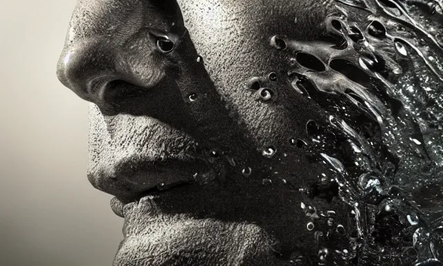 Image similar to full shot of a water sculpture of a man, photorealistic, cinematic lighting, 8 k, extremely detailed photograph by helmut newton