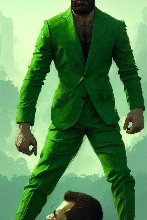 Prompt: gigachad luigi fighting like jason statham in a green suit with a beard, fantasy character portrait, ultra realistic, full body concept art, intricate details, highly detailed by greg rutkowski, ilya kuvshinov, gaston bussiere, craig mullins, simon bisley