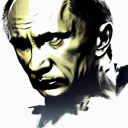 Prompt: vladimir putin, wide evil grin, nails through head, painting by yoji shinkawa, yoshikata amano, detailed artwork, high quality, 4 k, 8 k, artstation