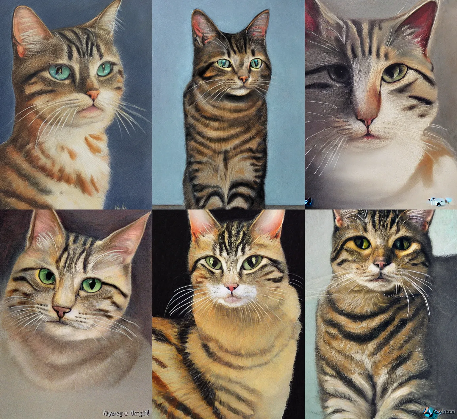 Prompt: portrait of a cat by Wayne McLoughlin