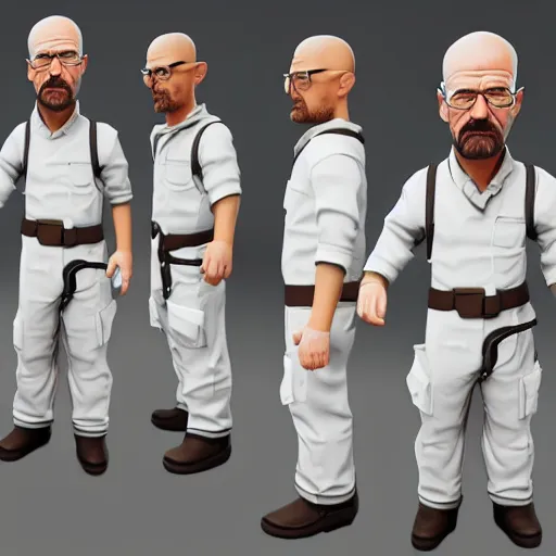 Image similar to walter white fortnite skin, 3 d model, high resolution