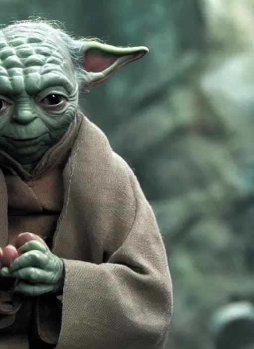 Image similar to film still of tommy lee jones as yoda in star wars, 4 k