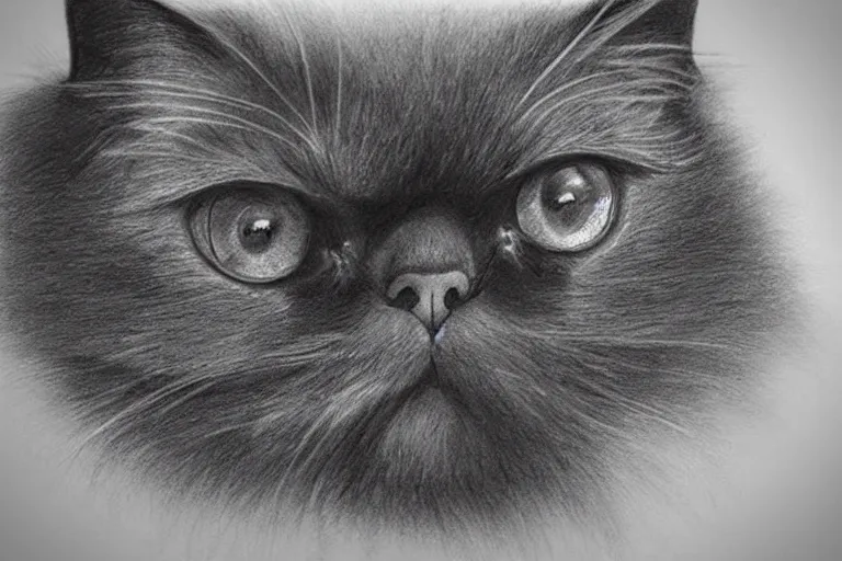 Image similar to “ a extremely detailed stunning drawings of black persian cat staring contemptuously at people at research lab by allen william on artstation ”