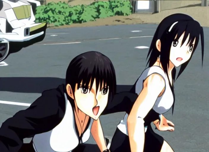 Image similar to anime still of tifa lockhart in the tv show initial d