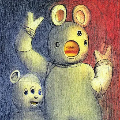 Prompt: Teletubbies by Leonardo Da Vinci