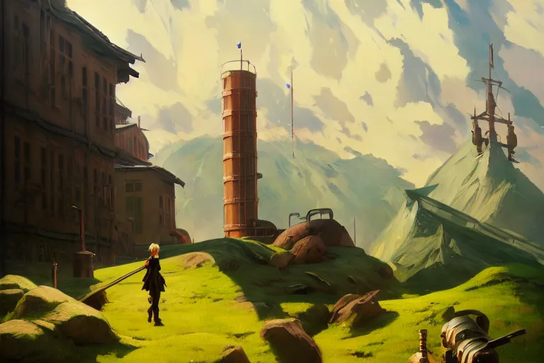 Prompt: classical oil painting of anime key visual environment concept art of grimdark steampunk fantasy, utopian dystopian facist dictatorship trending on artstation, brush strokes, oil, canvas, style of kawacy makoto shinkai jamie wyeth james gilleard edward hopper greg rutkowski, preserved historical