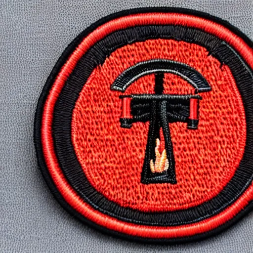 Image similar to simple et detailed fire station flame embroidered patch retro design