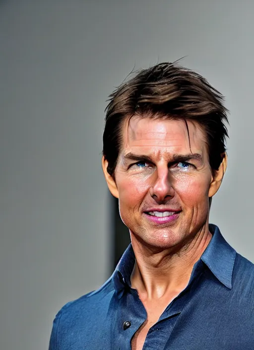 Image similar to a professional photo of tom cruise, not smiling, serious face, f / 1. 4, 9 0 mm