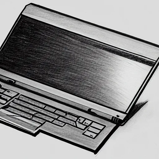 Prompt: drawing of innovative concept laptop by Japanese engineers, blade runner style, 3d, photorealism