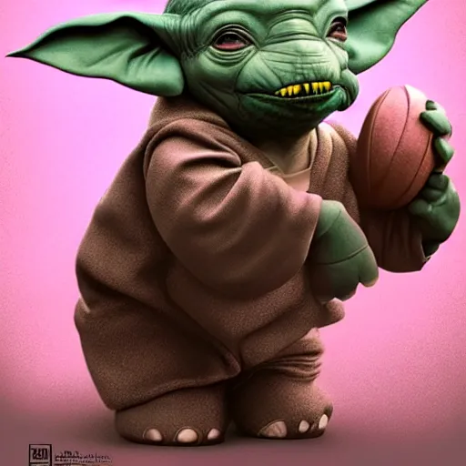 Image similar to elephant yoda playin socker, stunning digital art, high detail, in the style of artgerm, artstation, cgsociety, dramatic lighting, pixar 3d 8k