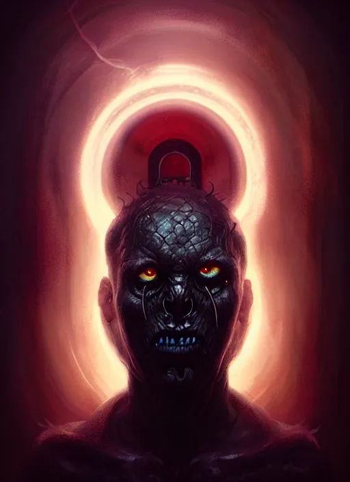 Prompt: a elder god of darkness standing in a dark underground portal! with a beautiful symmetrical face!!! cinematic lightning, murky dusty deep, smoky eyes, isolated, studio lighting by artgerm yuri shwedoff and tom bagshaw