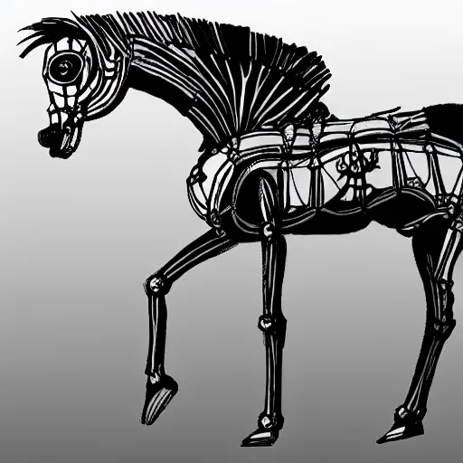 Image similar to a skeleton horse,digital sketch