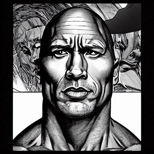 Image similar to dwayne the rock johnson by ed fairburn, joseph clement coll, franklin booth, q hayashida