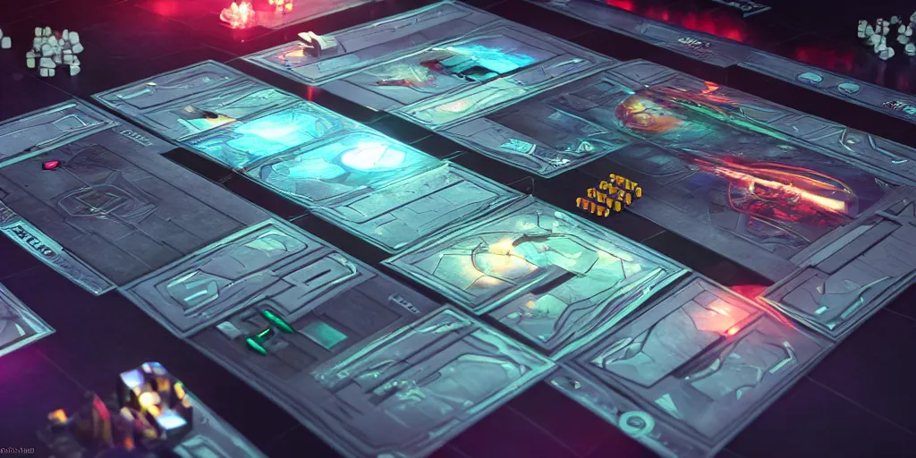 Image similar to a flat board game futuristic, tabletop game board, hyper realism, cinematic, dramatic ambient lighting, epic composition, high detail, octane render, unreal engine, 8 k, smooth gradients, professional photo, photorealistic, digital art, deviantart artstation, ray tracing, intricate complexity, extremely detailed,