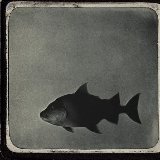 Image similar to underwater tintype photo of piranha