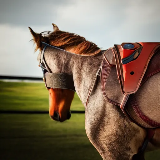 Prompt: cyborg horse, 4 k photography, trending on gurushots