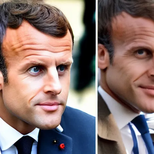 Image similar to macron with spaghetti hair