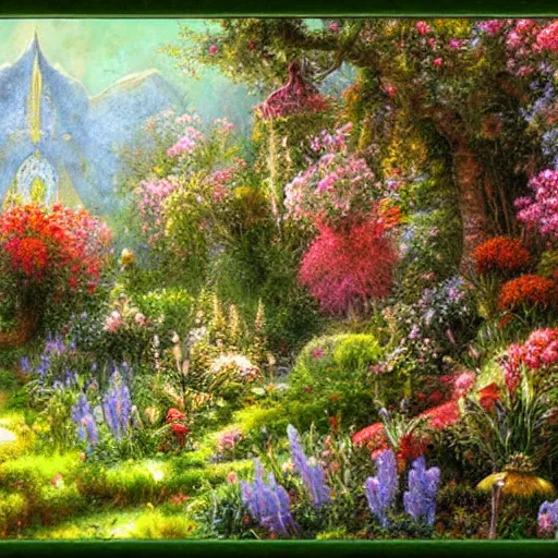 Image similar to the enchanted garden by James Gurney