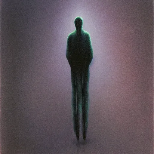 Image similar to Velvet commuter ghost. Zdzisaw Beksinski.