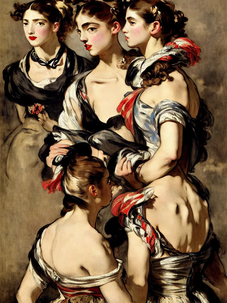 Image similar to fashion advertising campaign by eugene delacroix, highly detailed, intricate