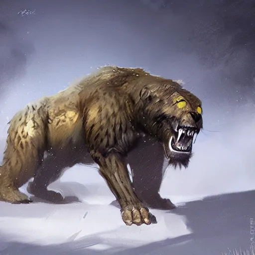 Image similar to sabertooth painted by Greg Rutkowski