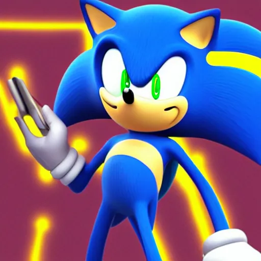 Image similar to sonic in the style of cyberpunk, night, rgb, glow