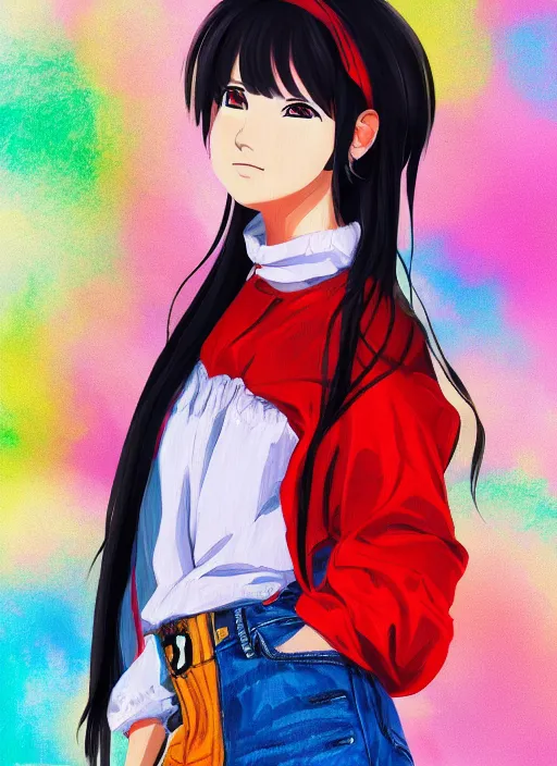 Prompt: a girl wearing thrifty clothing, very anime, trending artwork, 4 k, dynamic, anime painter studio, an impressionist style