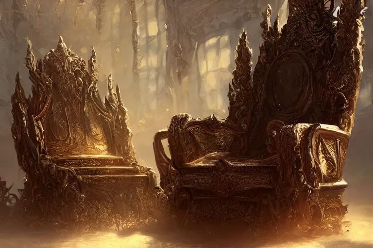 Prompt: A magical chair, texture, intricate, details, highly detailed, masterpiece, architecture, building, trending on artstation, focus, sharp focus, concept art, digital painting, fantasy, sunny, day, midday, in the style of Wizards of the Coast
