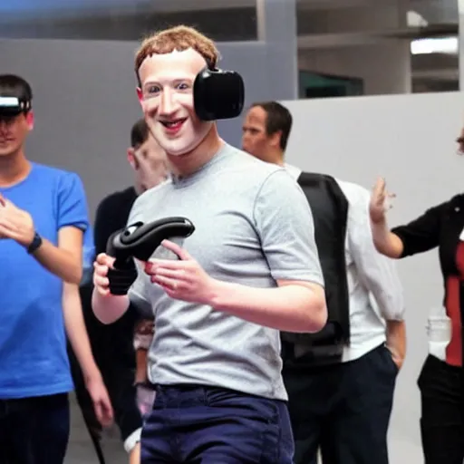 Image similar to Mark Zuckerberg dancing with vr headset on