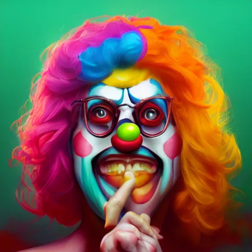Image similar to Portrait of a colorful happy joyful funny clown, artstation, cgsociety, masterpiece