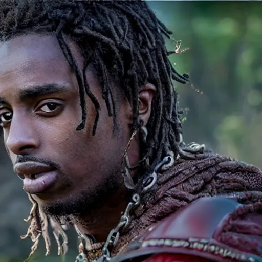 Image similar to playboi carti in vikings 4 k the detailed super realistic