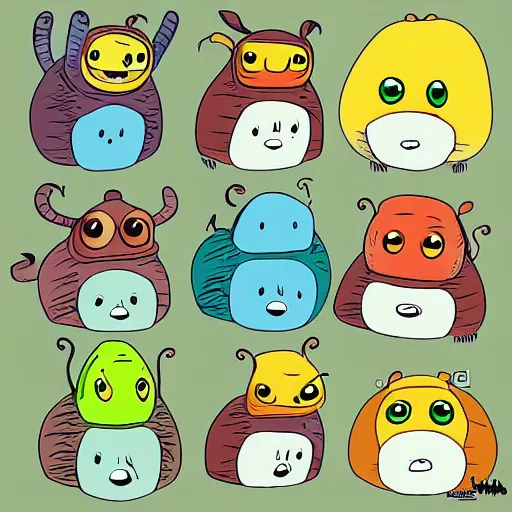 Image similar to caterpillar character, cartoon style, adventure time style