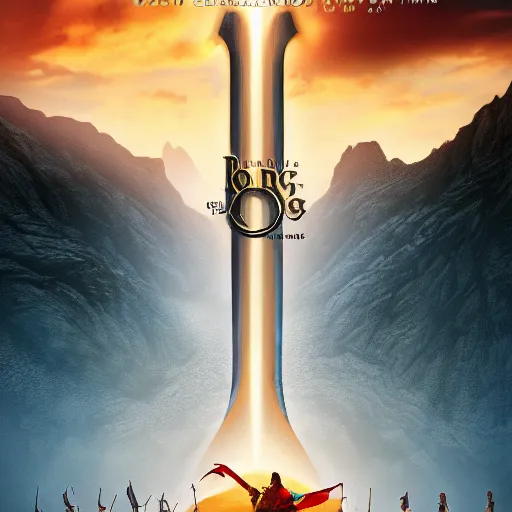 Image similar to the main promotional poster for the pixar remake of lord of the rings : return of the king. animated in 4 k with presto animation software.