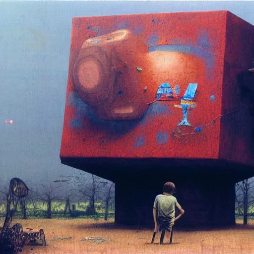 Prompt: giant gamecube nintendo console by beksinski