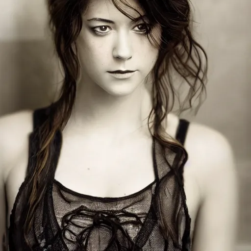 Prompt: a masterpiece portrait photo of a beautiful young woman who looks like a succubus mary elizabeth winstead, symmetrical face