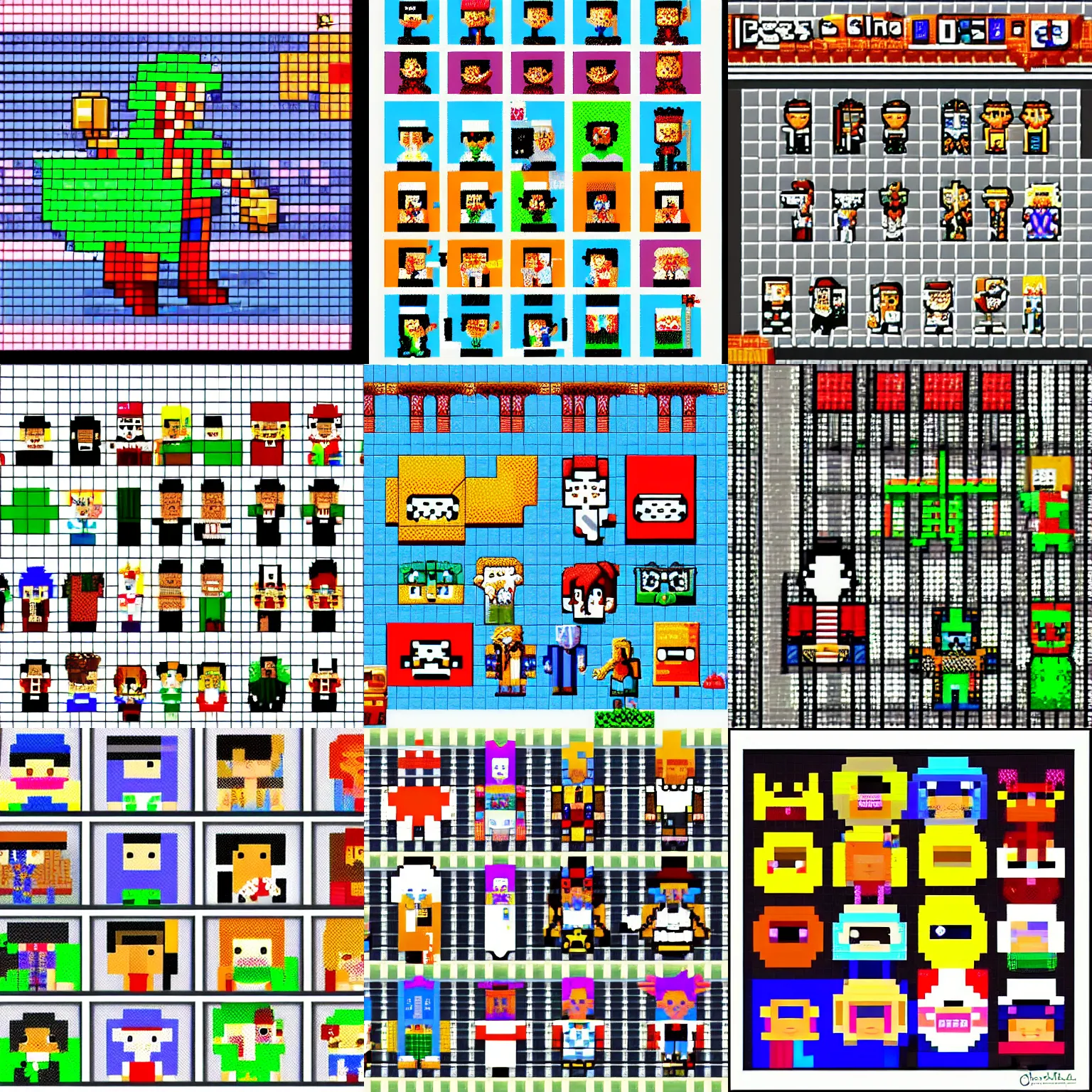Prompt: NES pixel art characters,
