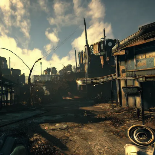 Image similar to fallout 4 in space, high res, raytracing, unreal engine