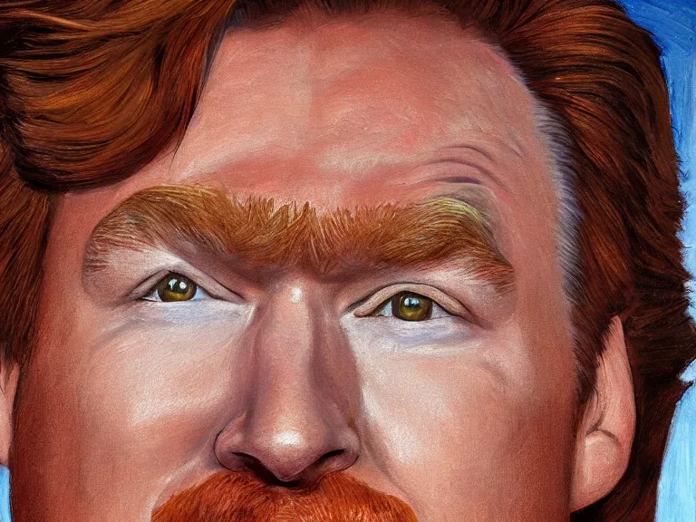 Prompt: close - up portrait of conan o'brien, painting by jose malhoa, high detail, high resolution