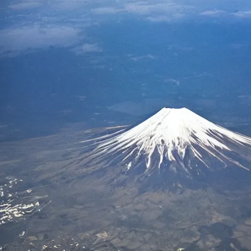 Prompt: aerial photo of mt fuji