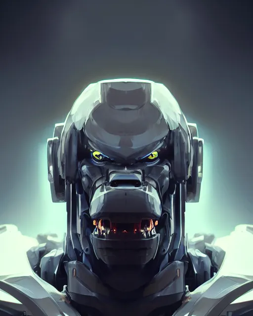 Image similar to mecha male ape portrait, handsome, cyborg, intricate mechanical body, robot eyes, hyper realistic 3 d render by ilya kuvshinov, peter mohrbacher, greg rutkowski, ryohei hase, dramatic lighting, intricate, highly detailed, sharp focus, luminous, unreal engine, blender, artstation, masterpiece, ray tracing