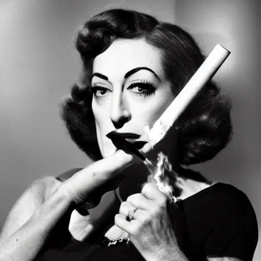 Image similar to joan crawford smoking a joint, photo journalism