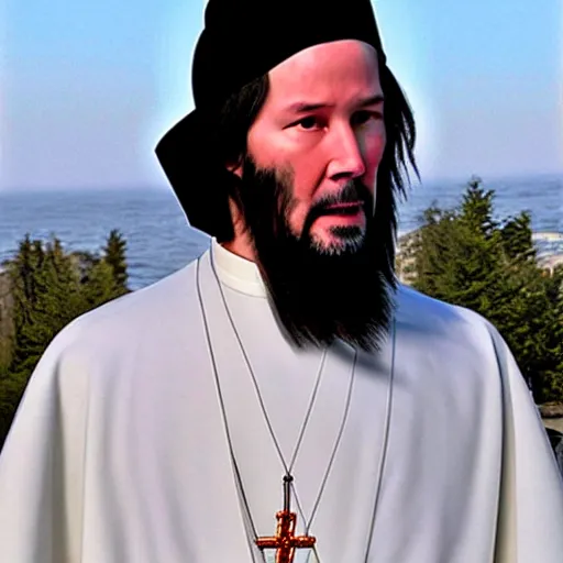 Prompt: keanu reeves as russian Orthodox priest