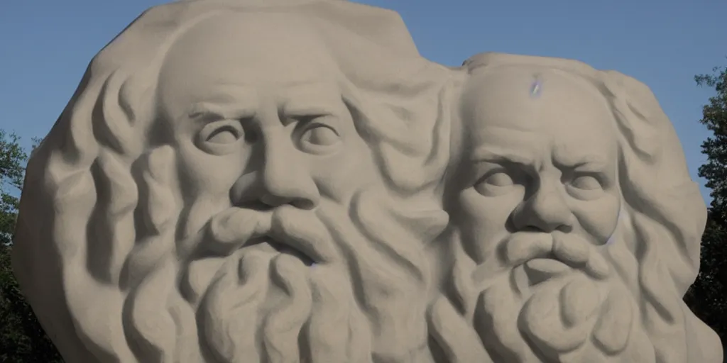 Image similar to large bust of karl marx in park by kenton nelson,