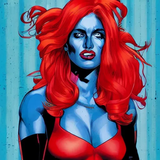 Prompt: portrait of Mystique, by MARVEL comics and Sandra Chevrier