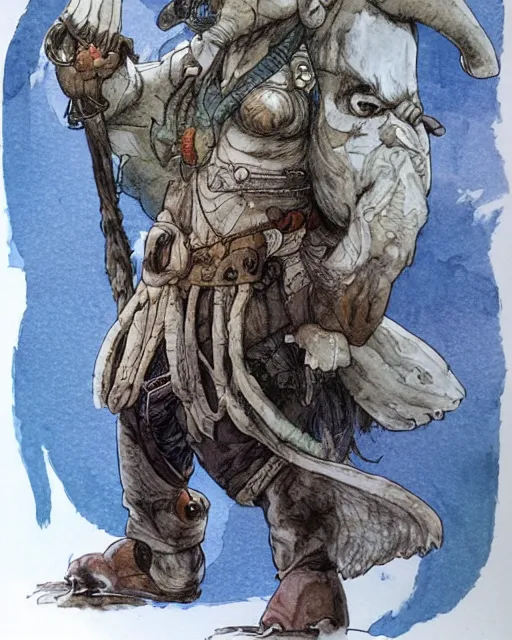 Image similar to Loxodon Druid covered in mushrooms, drawn by Yoji Shinkawa, water color, Dungeons and Dragons, Wizards of the Coast, full shot