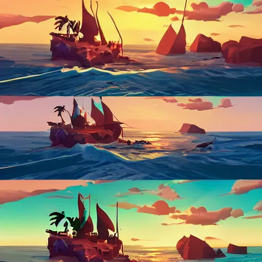 Image similar to painting treasure on sea of thieves game smooth median photoshop filter cutout vector, behance hd by jesper ejsing, by rhads, makoto shinkai and lois van baarle, ilya kuvshinov, rossdraws global illumination