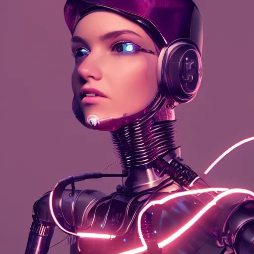 Image similar to a beautiful woman wearing robot suit with wires and light, highly detailed, photorealistic, artstation, smooth